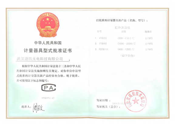 License for Manufacturing Measuring Instruments